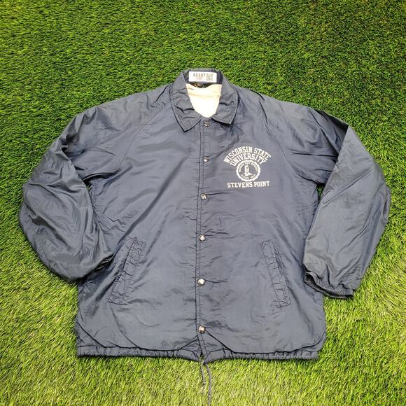 Vintage 80s Champion Coach Jacket Large 23x28 Baggy Wisconsin - Picture 1 of 13